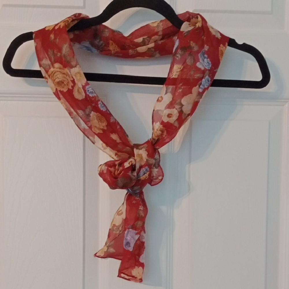 Floral Red Scarf